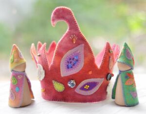 Steiner felt crown and toys.
